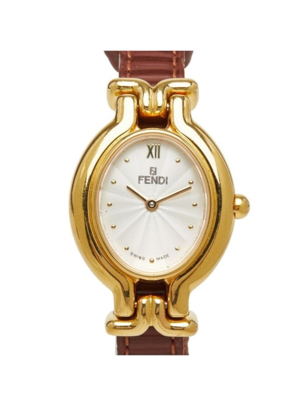 Fendi Chameleon Change Strap Watch White Gold Multicolor Plated Leather